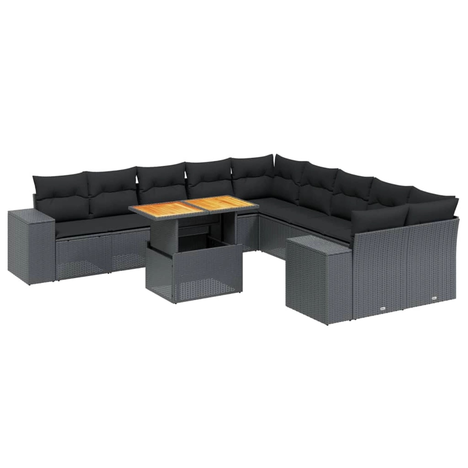 vidaXL 11-Tlg Garten-Sofagarnitur mit Kissen Schwarz Poly Rattan 3272826 günstig online kaufen