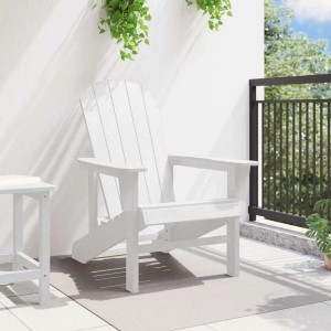 Weißer vidaXL Adirondack-Stuhl aus HDPE für Garten oder Terrasse.