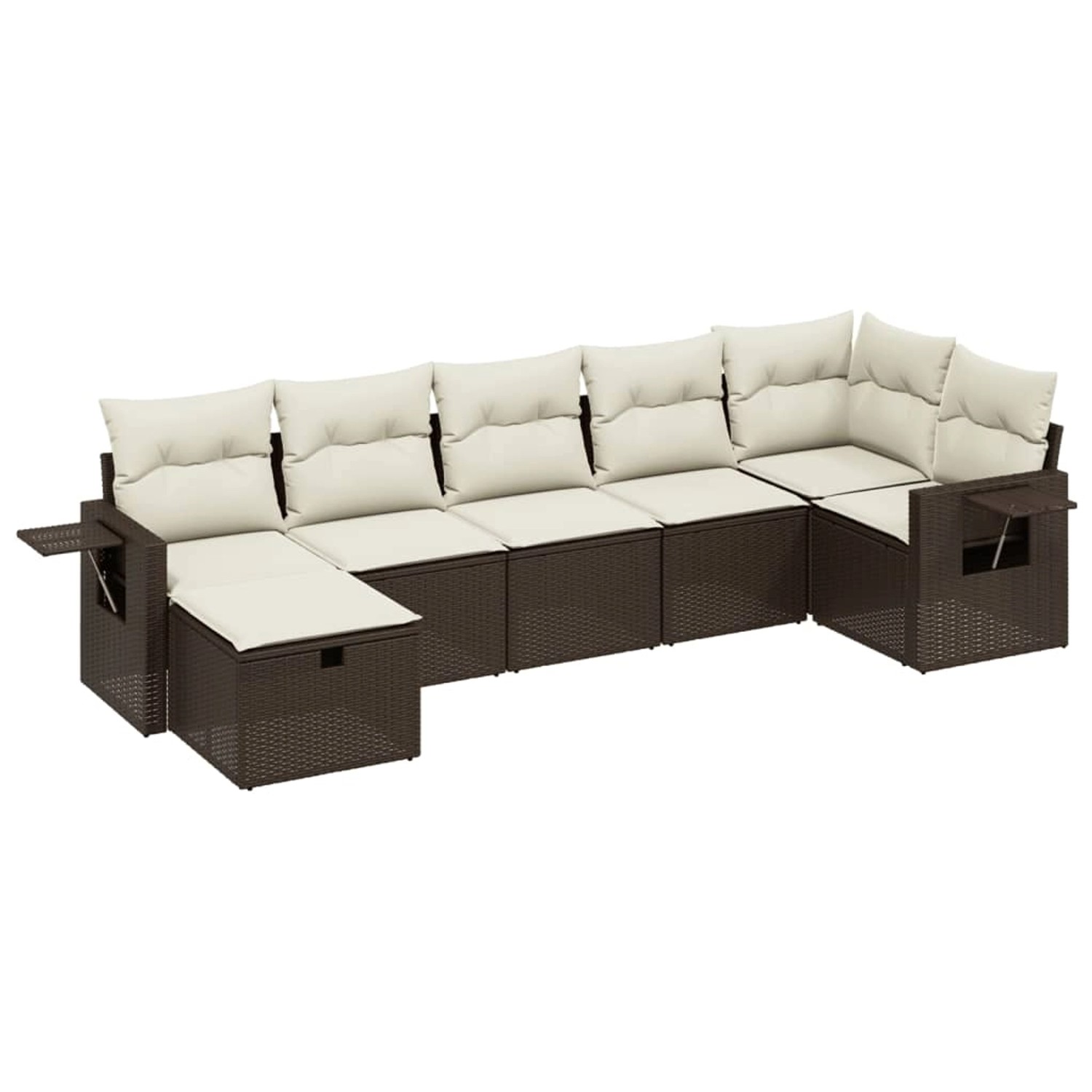 vidaXL 7-Tlg Garten-Sofagarnitur mit Kissen Braun Poly Rattan 3263819 günstig online kaufen