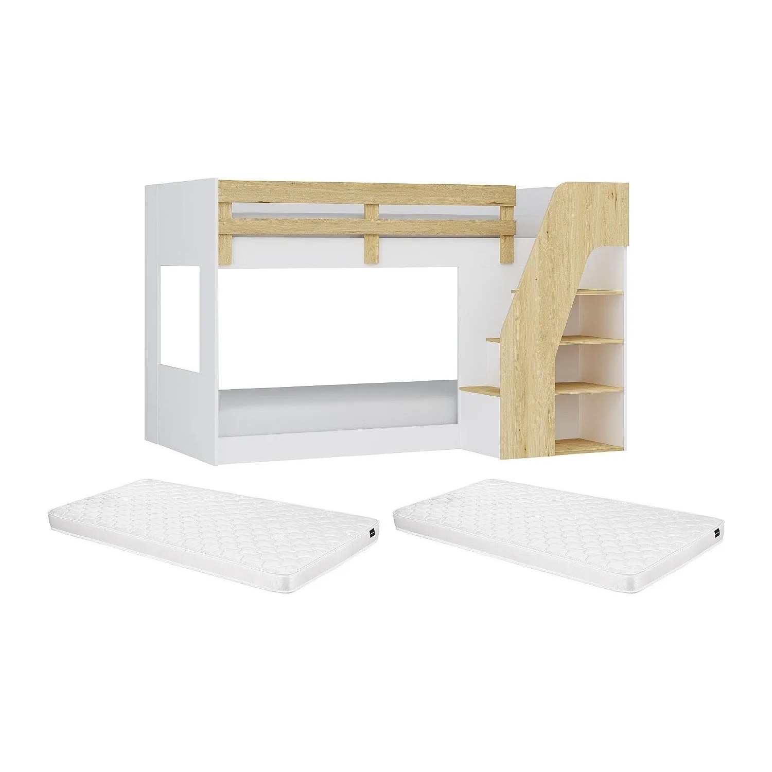 Vente-unique Etagenbett Narojas Naturfarben Hell  Weiß 196.6 cm