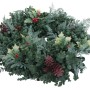 Künstlicher Weihnachtskranz Ø 60cm, grün mit Eukalyptus, Stechpalme, Farn, roten Beeren und Zapfen.