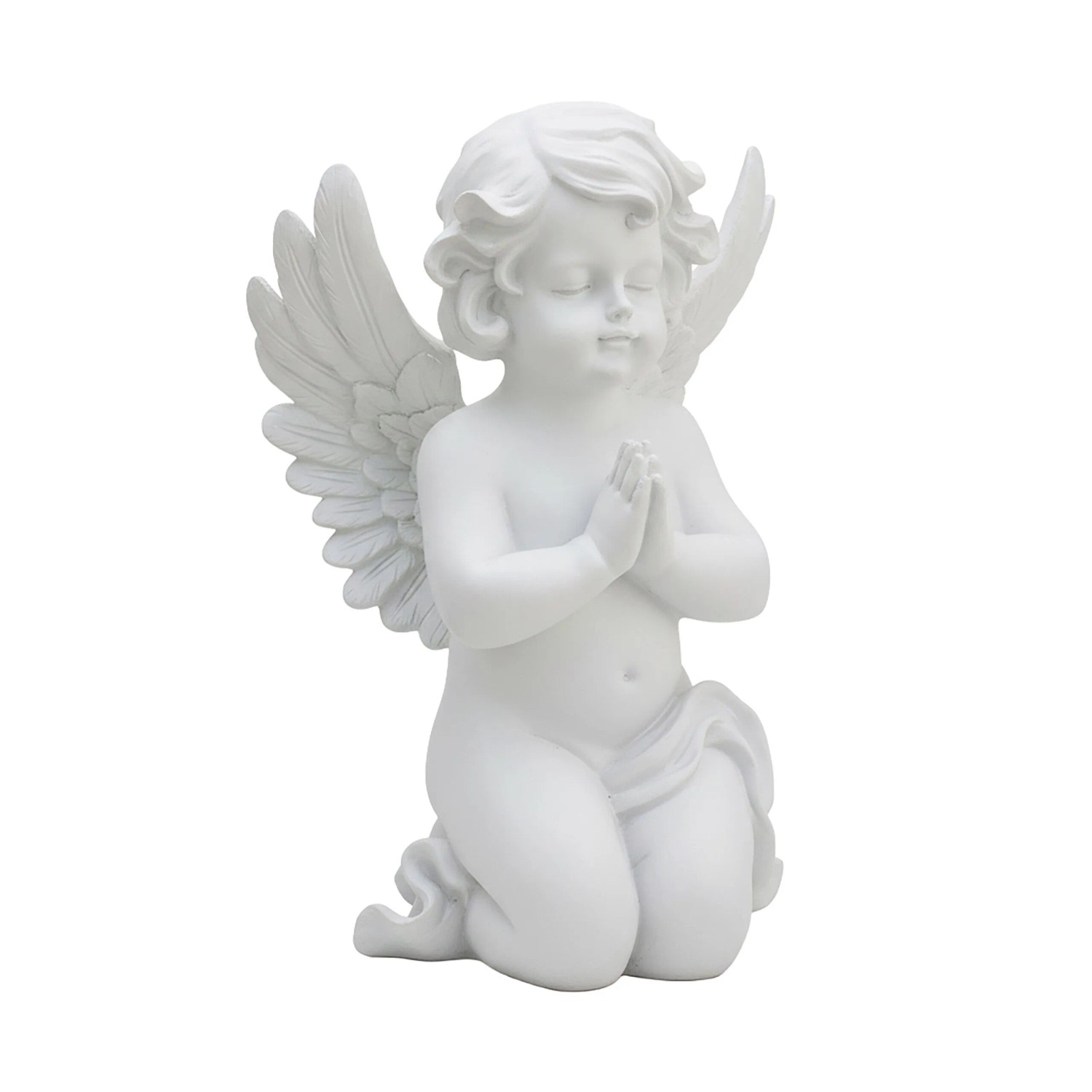 Relaxdays Grabengel Polyresin Weiß Frostbeständig 36 cm x 22,5 cm x 18 cm