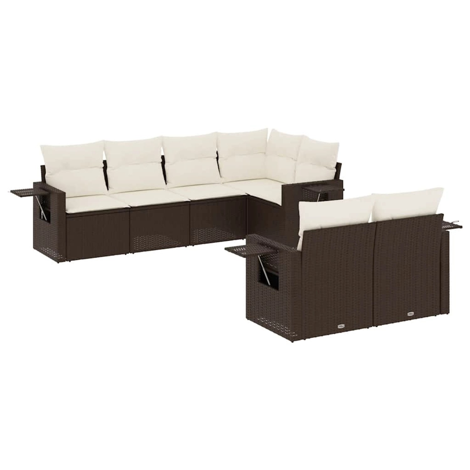 vidaXL 7-Tlg Garten-Sofagarnitur mit Kissen Braun Poly Rattan 3252750 günstig online kaufen