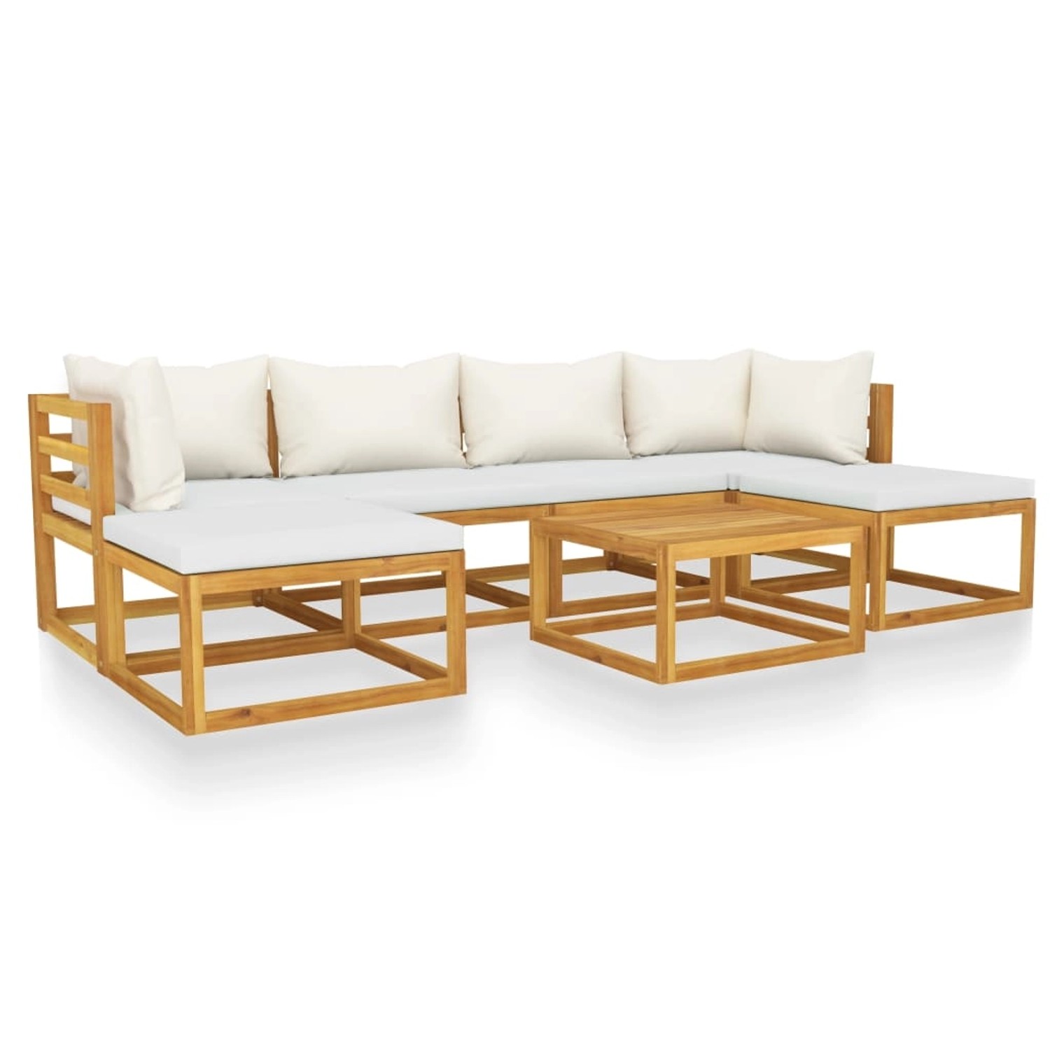 vidaXL 7-tlg Garten-Lounge-Set mit Auflagen Creme Massivholz Akazie Modell 3