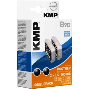KMP Tintenpatrone DoublePack B9D Schwarz für Brother LC-1000BK, 2x25ml
