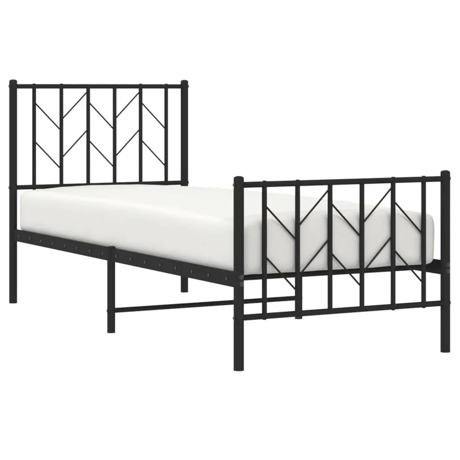vidaXL Bettgestell mit Kopfteil und Fußteil Metall Schwarz 75x190 cm 374445 günstig online kaufen