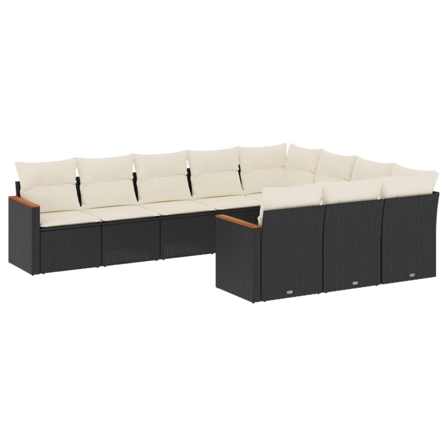 vidaXL 10-Tlg Garten-Sofagarnitur mit Kissen Schwarz Poly Rattan 3258738 günstig online kaufen