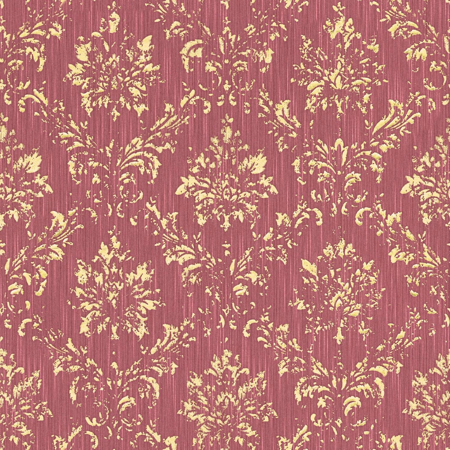 PROFHOME 306626-GU Barock Tapete Ornament dezent schimmernd Rot Gold 0,53 m günstig online kaufen