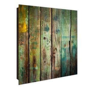 Großer, schwarzer Schlüsselkasten mit Glastür, Magnetfunktion und Motiv Grünes Holz. 30x30cm, 50 Haken.