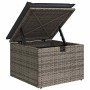 vidaXL Gartenmöbel: Grauer Poly Rattan Hocker mit Stauraum und Kissen, Deckel geöffnet.