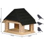 Dobar Vogelhaus aus Massivholz mit schwarzem Bitumendach, 37x28x32,5 cm. Futterstelle für Wildvögel.