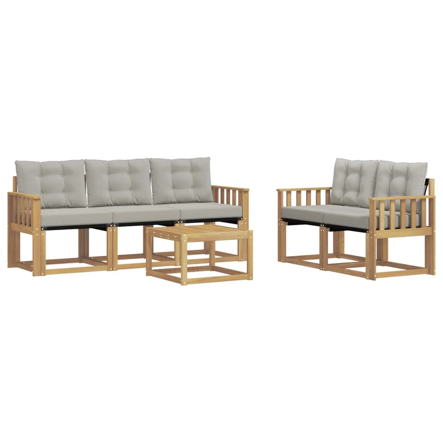 vidaXL Outdoor-Sofagarnitur mit Kissen 6-Tlg Weiß und Hellgrau 3389209