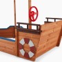 Home Deluxe Sandkasten Matschekiste in Schiffsform mit Steuerrad und Rettungsring.