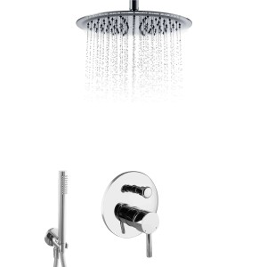 PaulGurkes Unterputz Duschset mit Regenbrause (30cm) und Handbrause, verchromt.