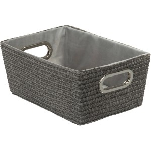 Wenko Aufbewahrungskorb Chromo, 2er Set, grau, mit Chromgriffen und Baumwollfutter, 12x28x19,5 cm.