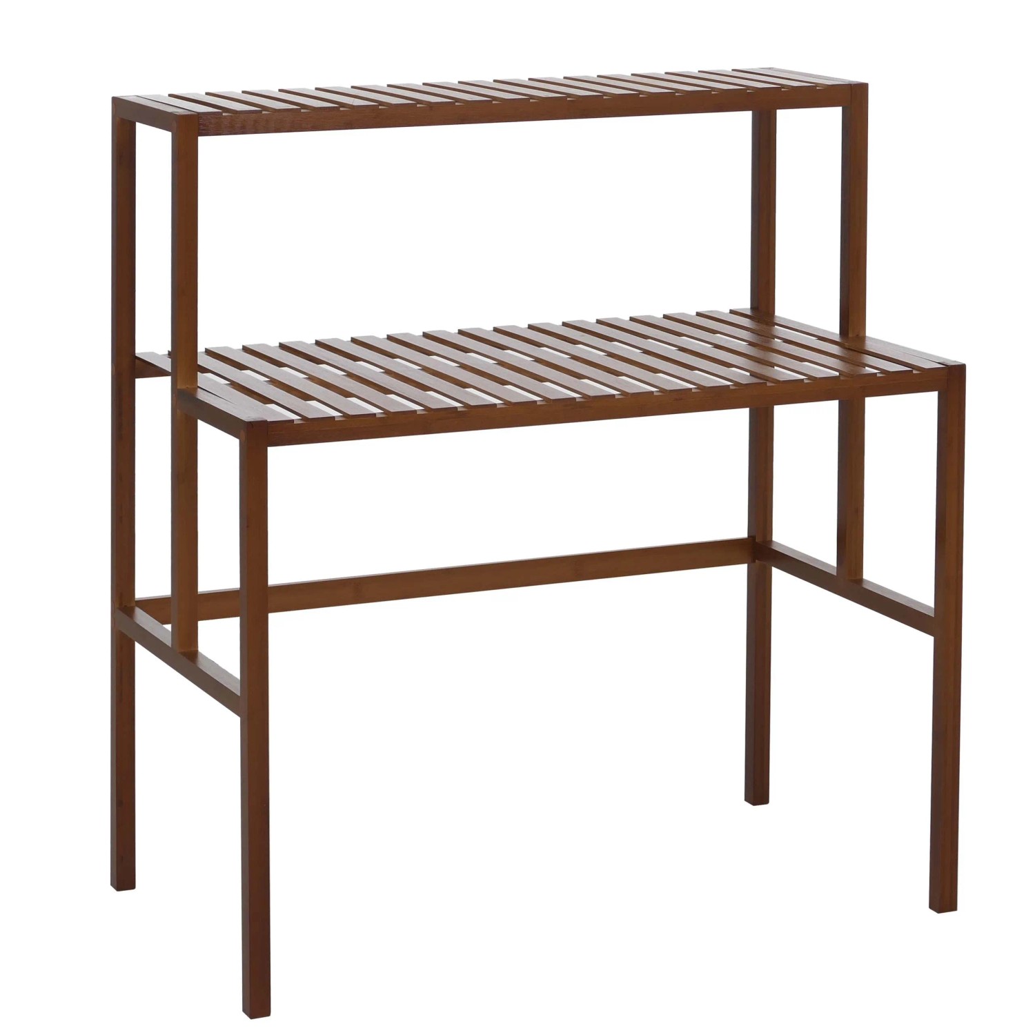 MCW Bambus Pflanzenregal Q34 2 Ablagen 100x90x50cm Braun