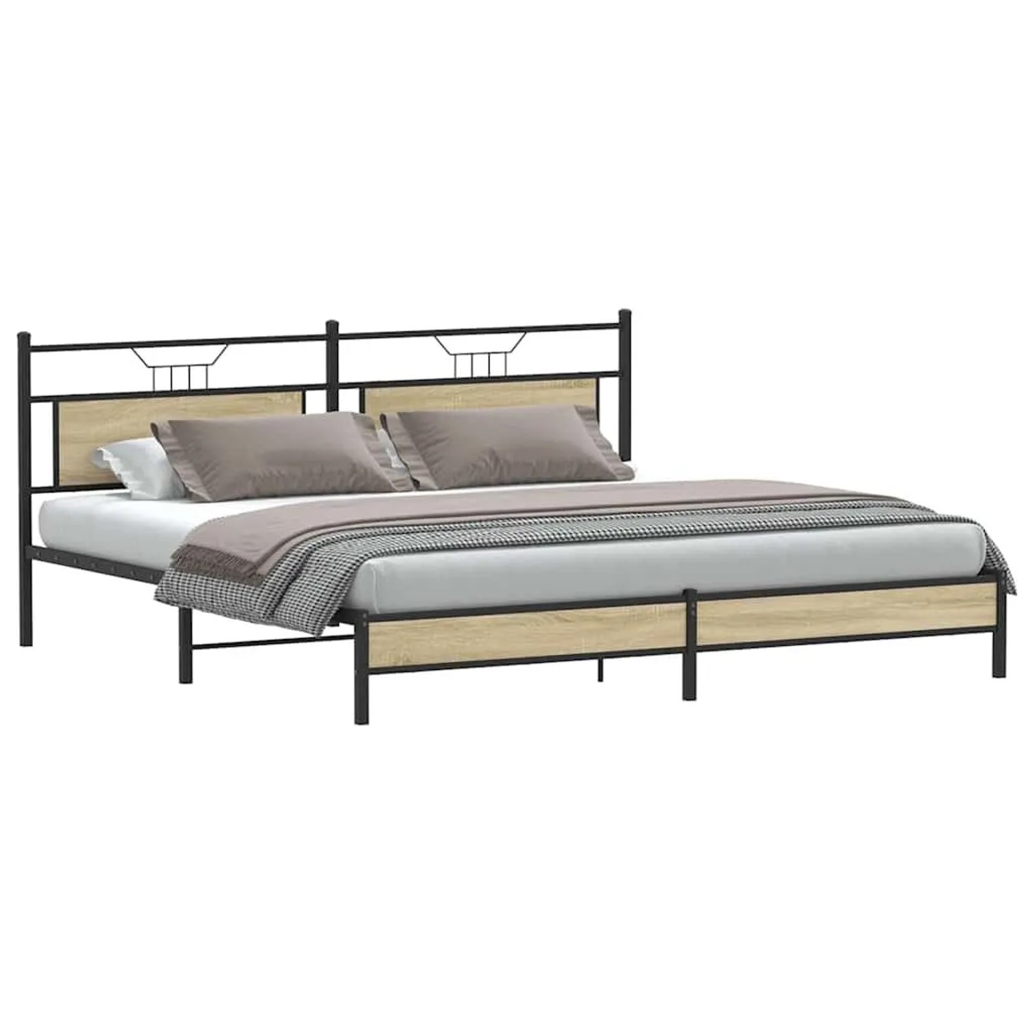 vidaXL Metallbett ohne Matratze Sonoma-Eiche 200x200 cm 3325119 günstig online kaufen