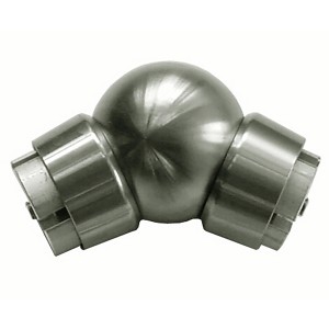 Treba Kugelgelenk E83 mit Edelstahl Ringadapter und Rohrkupplung für Treppengeländer.