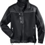 Schwarze Scheibler Softshelljacke Leno in Größe XL für Arbeitskleidung mit Denim-Einsätzen.