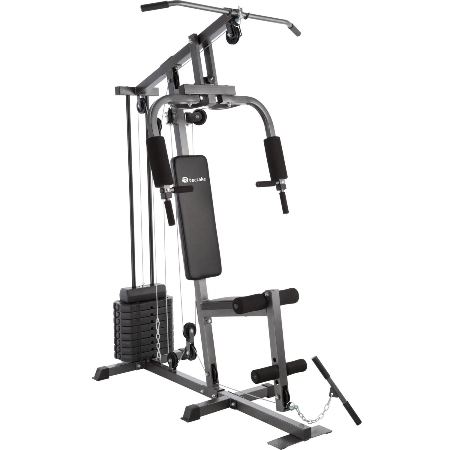 Tectake Kraftstation Arnie Mit Butterfly  und Beinstreckermodul Latzugstange und Seilzug  160 x 98 x 203 cm Schwarz