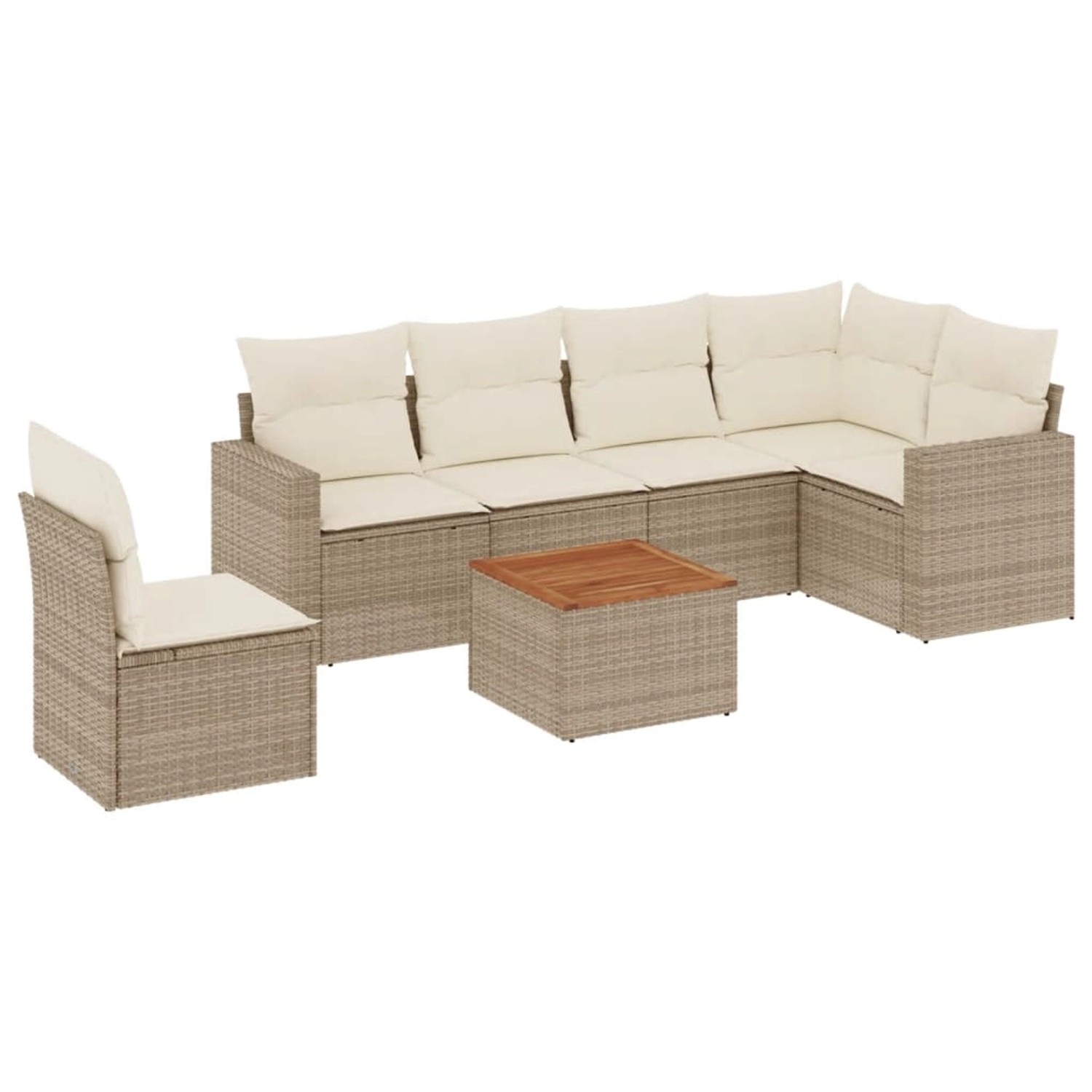 vidaXL 7-Tlg Garten-Sofagarnitur mit Kissen Beige Poly Rattan 3256478 günstig online kaufen
