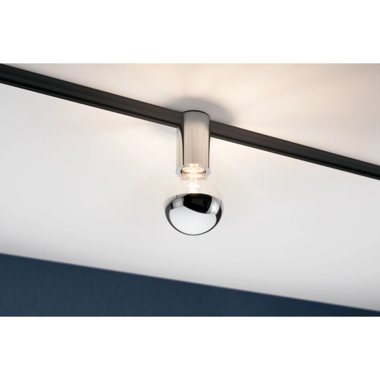 Paulmann URail Spot Ceiling Socket, Chrom, dimmbar, an Schienensystem montiert.