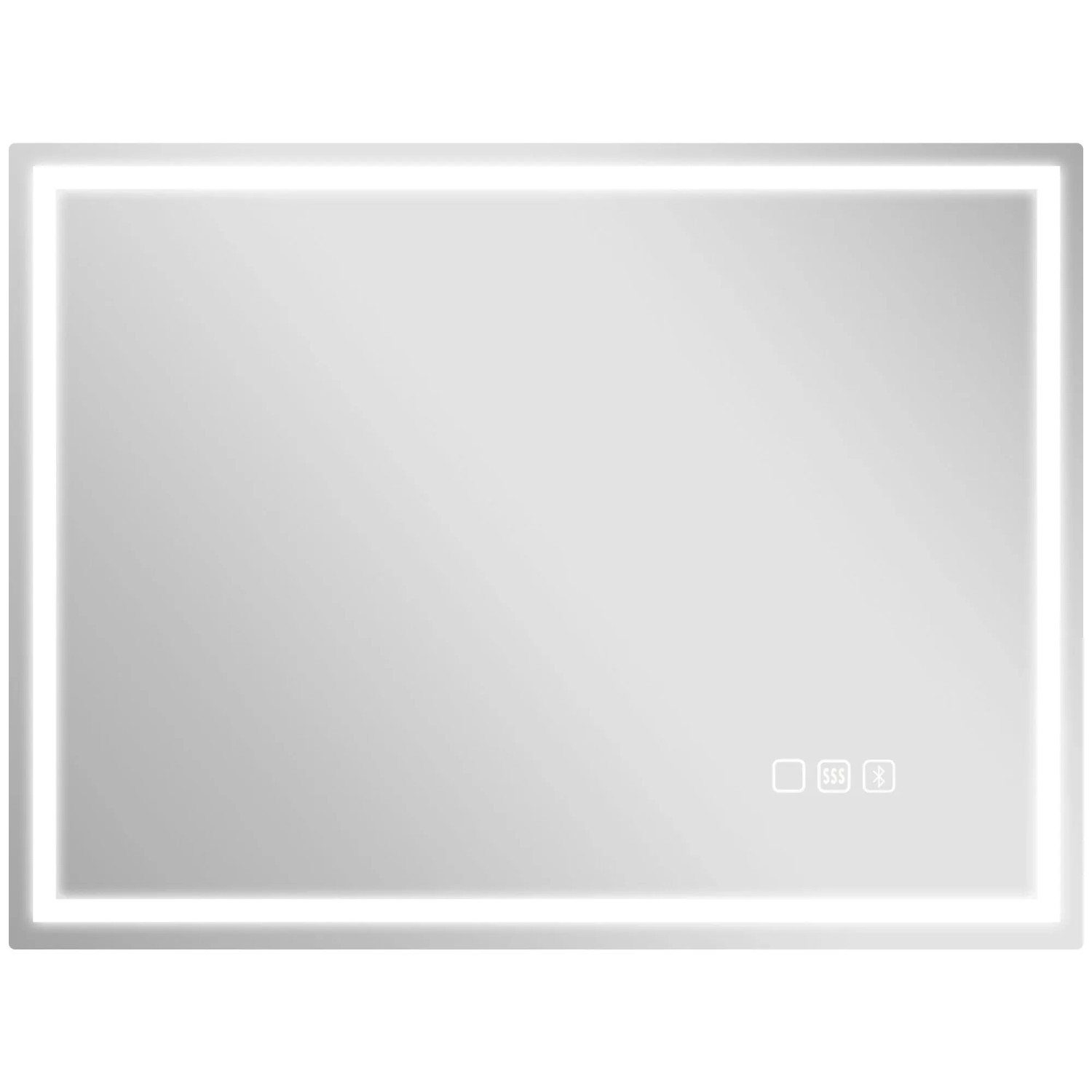 HOMCOM Badezimmerspiegel Gehärtetes Glas 80L x 60B x 3,5H cm Silber