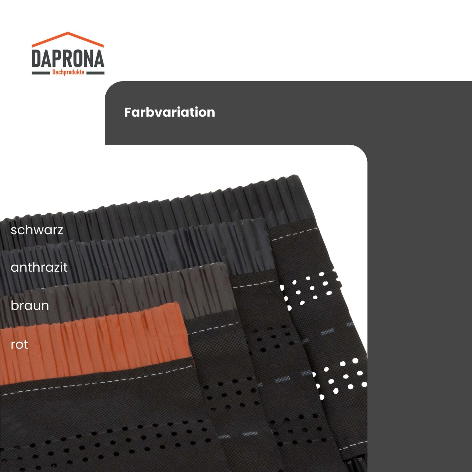 Daprona Firstrolle Alu Super Vent in verschiedenen Farben für die Dachabdichtung.