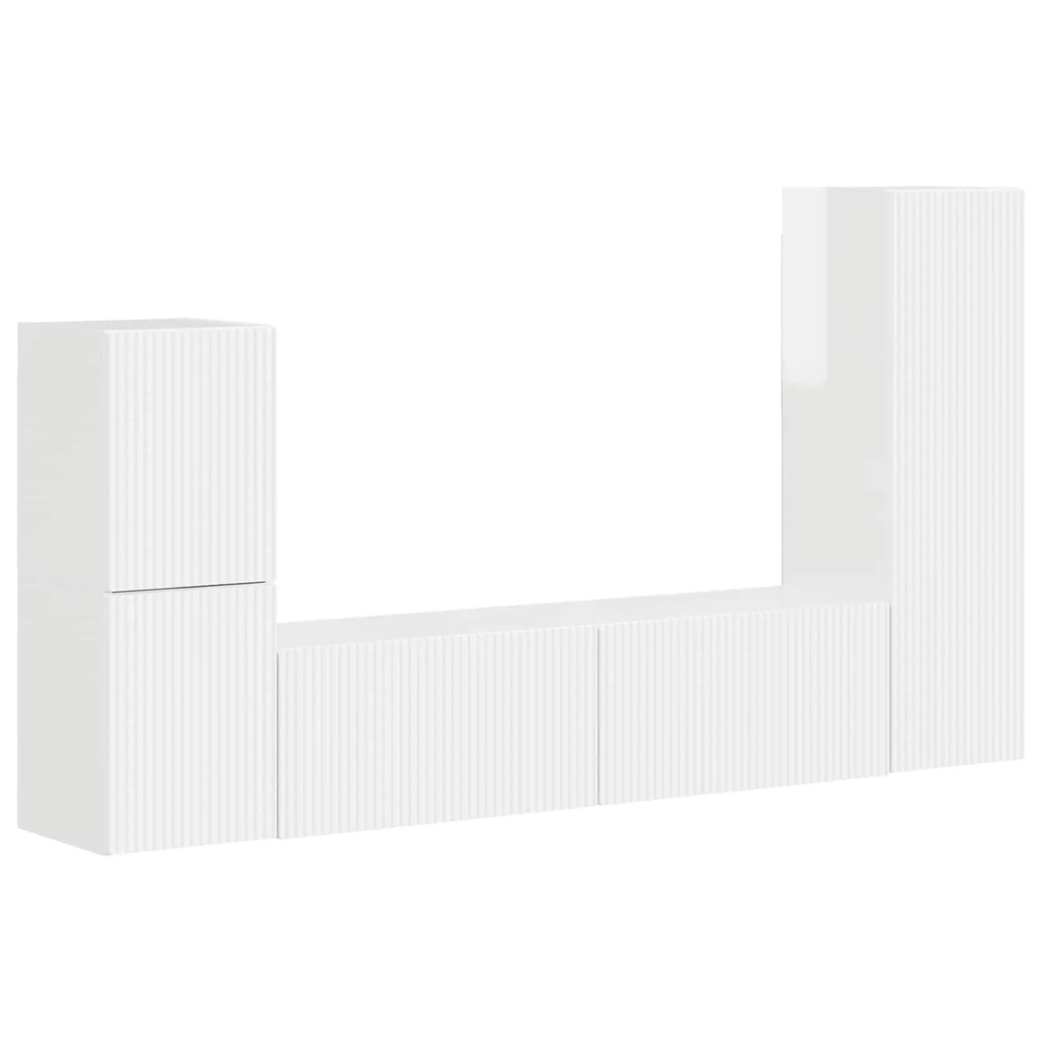 vidaXL TV-Schrankset Wandmontiert 4-Tlg Hochglanz Weiß Holzwerkstoff 340902 günstig online kaufen