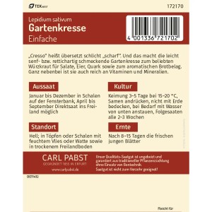 Pabst Keimkraft Gartenkresse Samen für ca. 1500 Pflanzen.