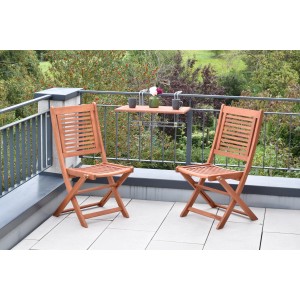 Merxx Cordoba 3-tlg. Gartenmöbel-Set mit Klappstühlen und Balkonhängetisch aus Eukalyptusholz.