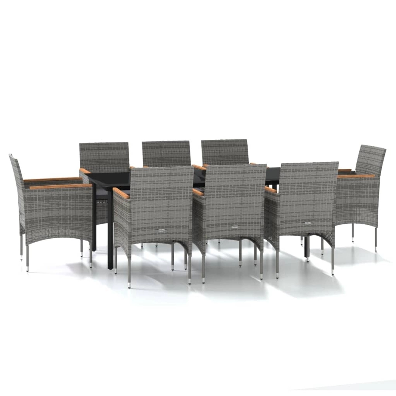 vidaXL 9-Tlg Garten-Essgruppe mit Kissen Grau und Schwarz 3099340 günstig online kaufen