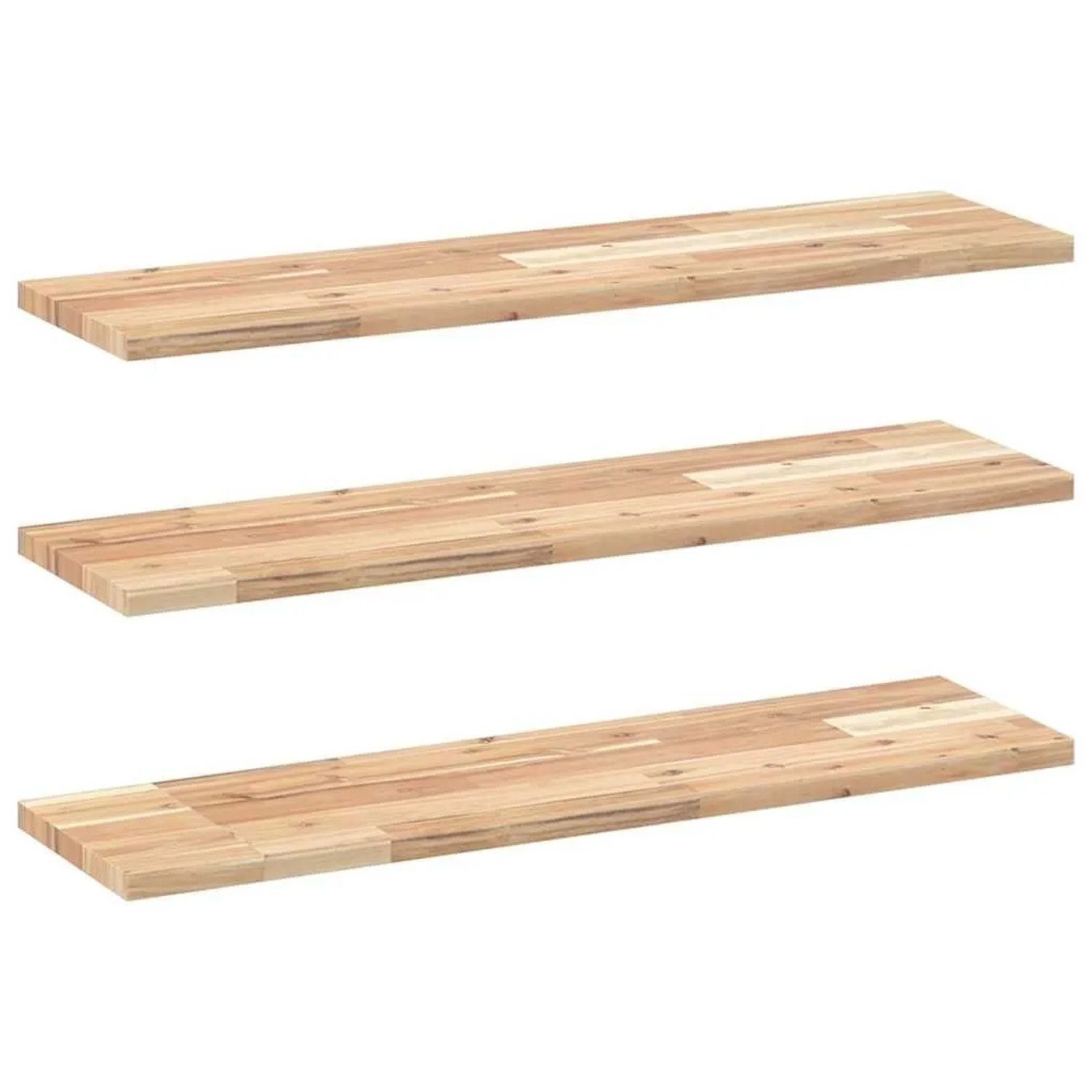 vidaXL Schweberegale 3 Stk 80x20x2 cm Massivholz Akazie Unbehandelt 3279345