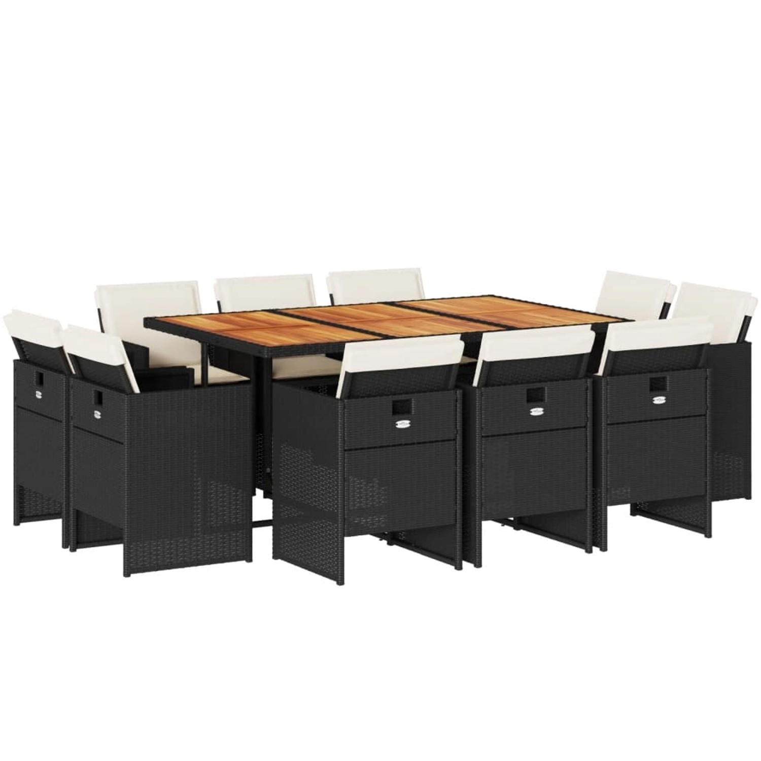 vidaXL 11-Tlg Garten-Essgruppe mit Kissen Schwarz Poly Rattan 3277802 günstig online kaufen