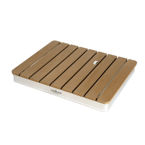 Eckige holz4home Bodendusche aus WPC für Garten, Pool und Camping.