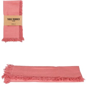 Mica Decorations Tischläufer Villia in Lachs, 180x45 cm, mit Fransen.