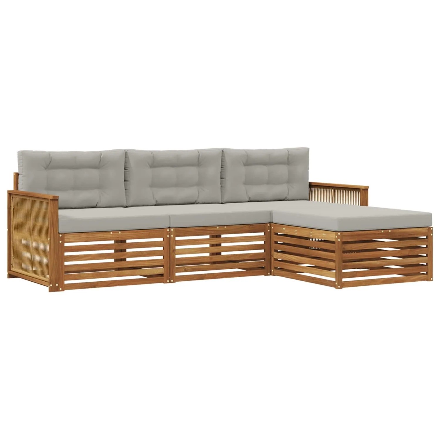 vidaXL Outdoor-Sofagarnitur Natur und Hellgrau 249 x 162,5 x 73 cm 3383209