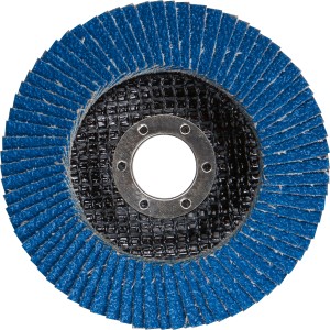 LUX Fächerschleifscheibe Metall, Ø 115mm, K40. Blaues Schleifwerkzeug für Winkelschleifer.