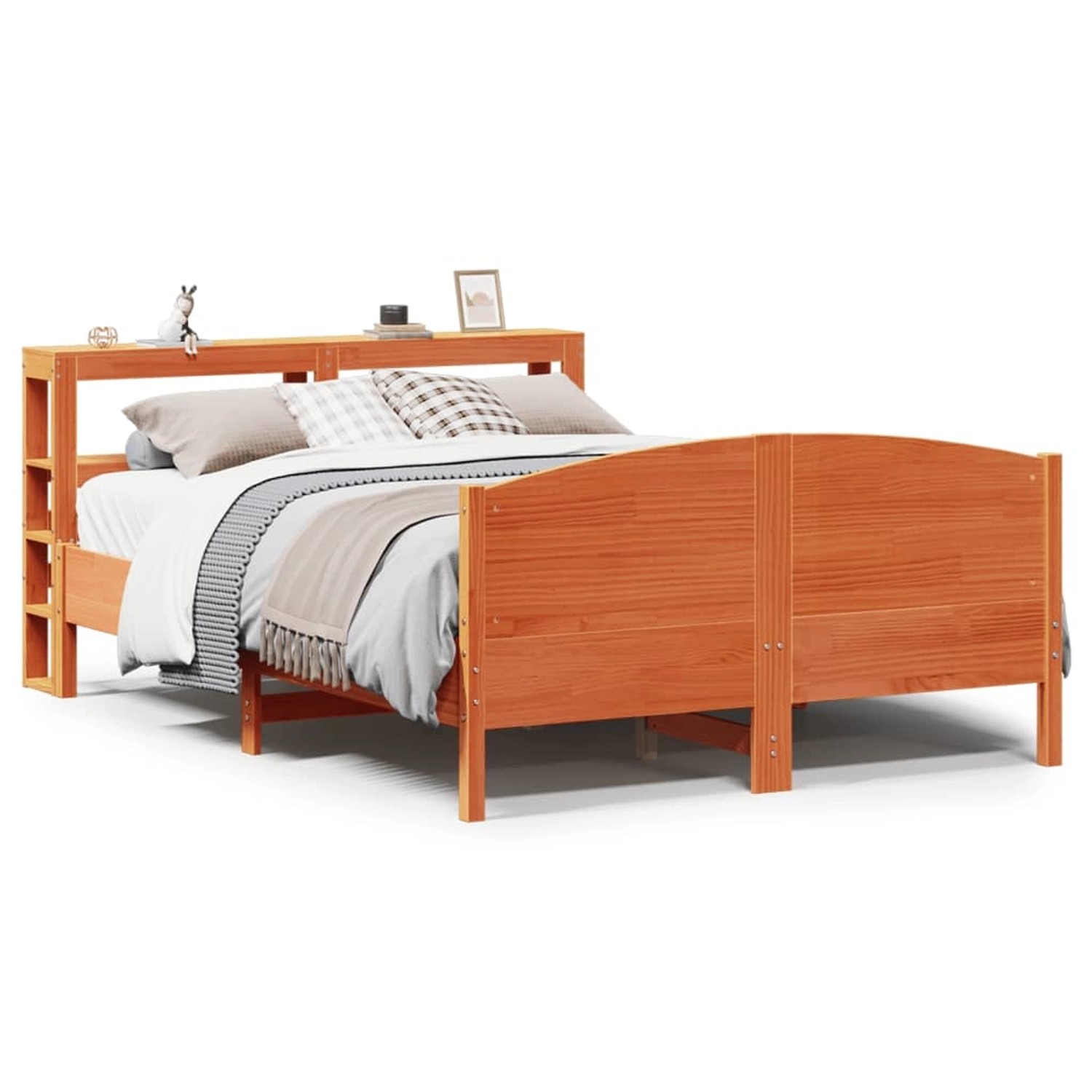 vidaXL Massivholzbett ohne Matratze Wachsbraun 140x190 cm Kiefernholz 33062 günstig online kaufen