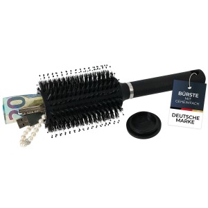 HMF 1726002 Geldversteck Zuhause Reise Haarbürste Geheimversteck im Bürstenkopf 24 x 8 x 8 cm Schwarz