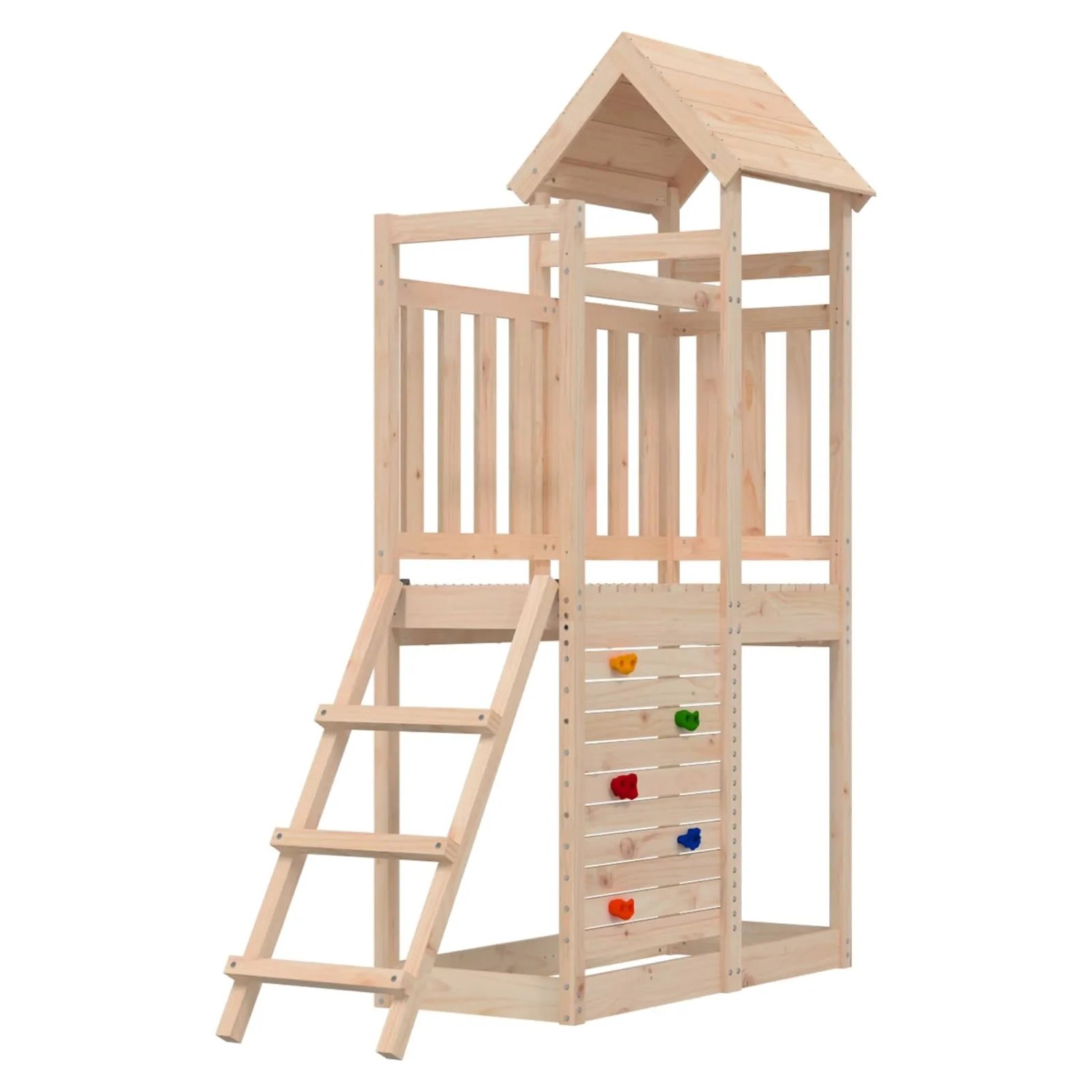 vidaXL Spielturm Braun 110,5 x 52,5 x 214 cm Massives Kiefernholz 3417202
