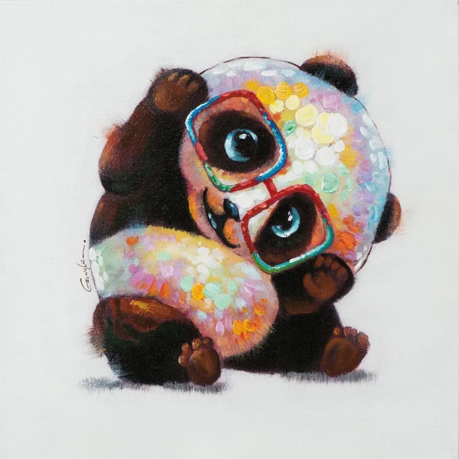Art Universe Leinwandbild Panda Bär Baby Poo 50 x 50 cm