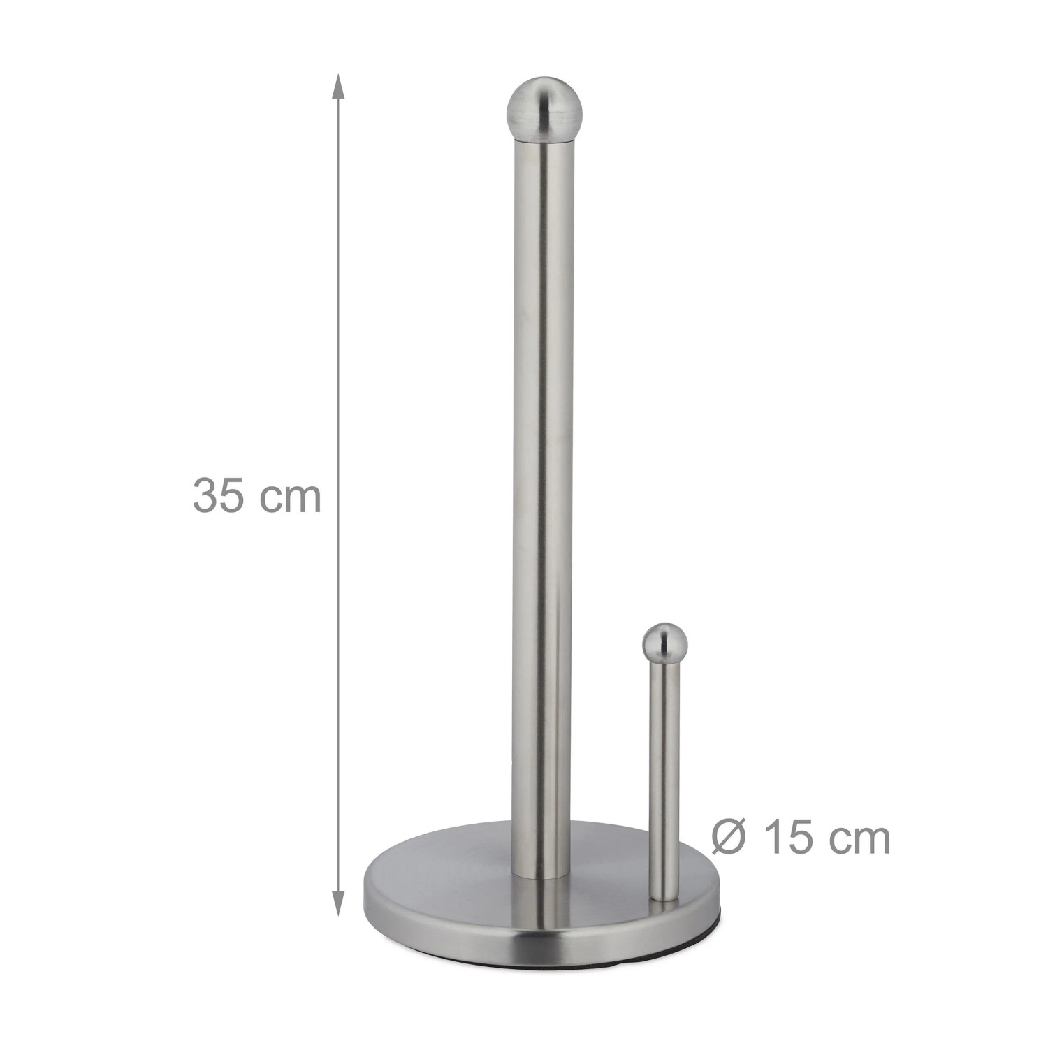 Relaxdays Küchenrollenhalter Edelstahl Silber Abrollstopp 35 cm x 15 cm 570 g_4