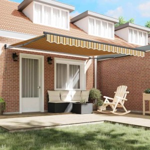 vidaXL Einziehbare Markise, mehrfarbig, 400x300 cm, für Terrasse & Garten.