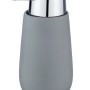 Wenko Seifenspender Badi Grau, 0.32 l, aus Keramik mit verchromtem Pumpkopf.