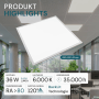 Weißes LUXULA LED Panel 62x62 cm, 6000K kaltweiß, in moderner Büroumgebung. Helle LED Deckenleuchte für Rasterdecken.