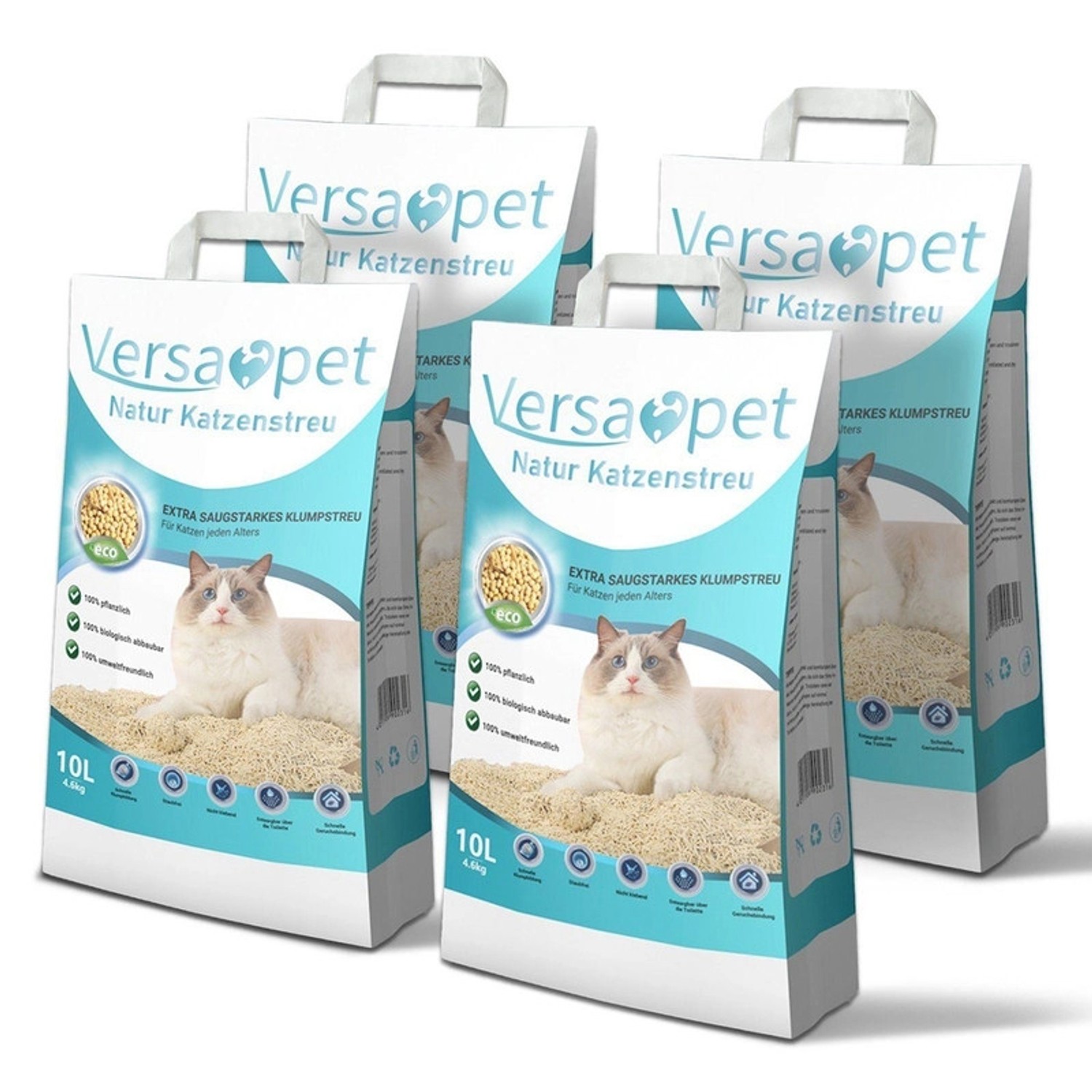 Versapet Tofu Katzenstreu 40 L 46 kg Klumpstreu für Katzenklo Staubarm Geruchsbindend