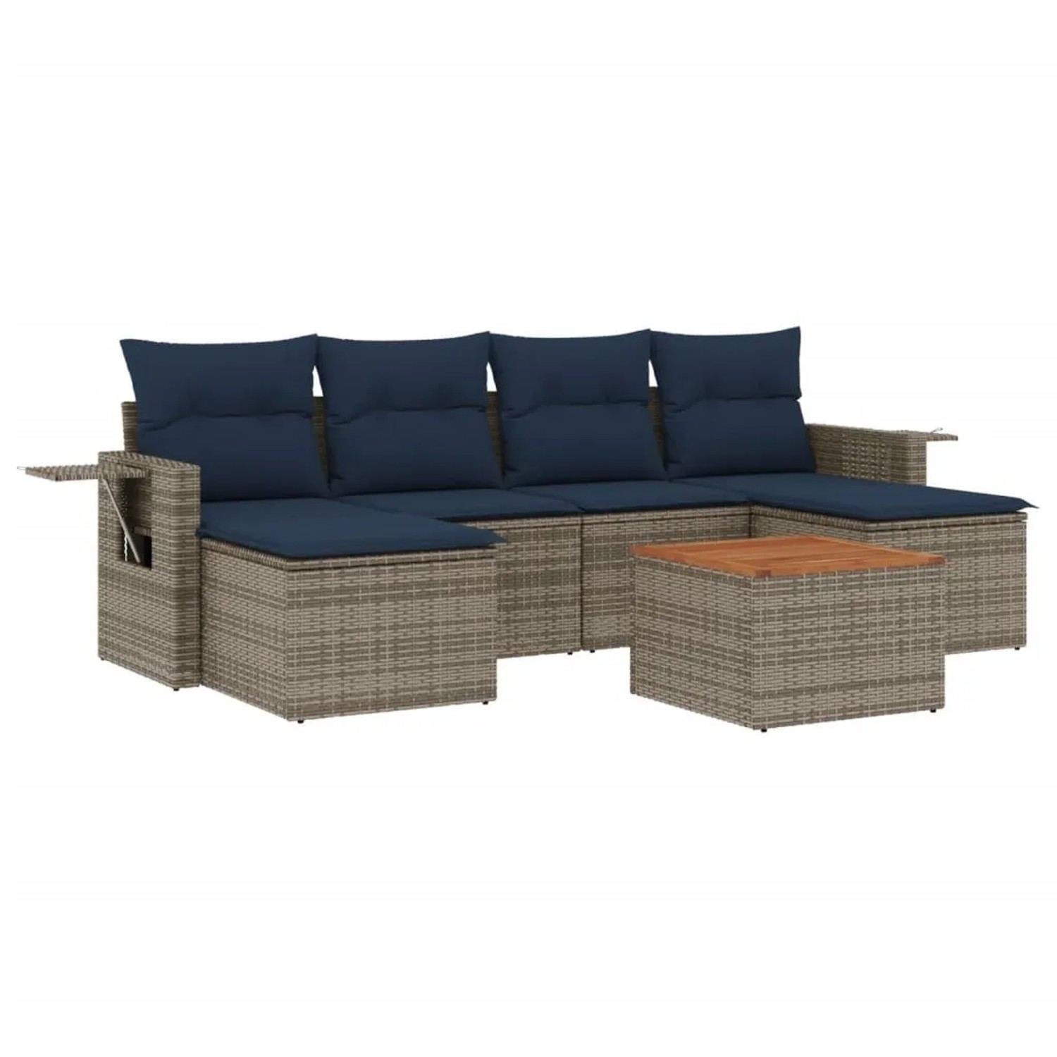 vidaXL 7-Tlg Gartensofa-Set mit Kissen Grau Polyrattan 3224689 günstig online kaufen
