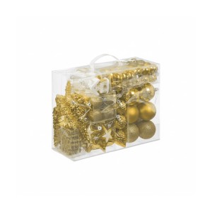 Relaxdays Weihnachtskugeln Polystyrol Gold 100er Set mit Aufbewahrungsbox