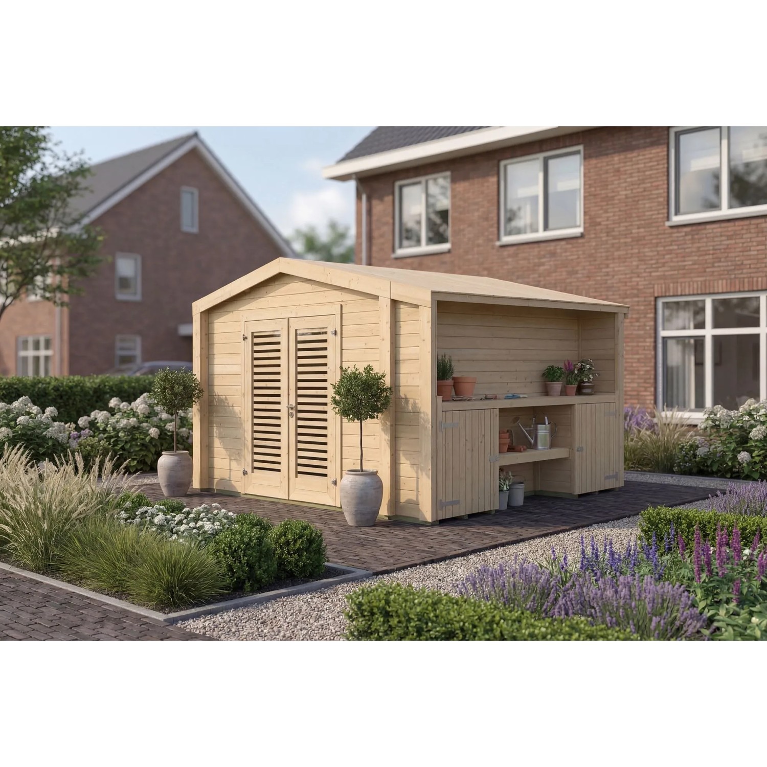 Weka Holz-Gartenhaus Killarney Satteldach Natur Unbehandelt 361 cm x 313 cm